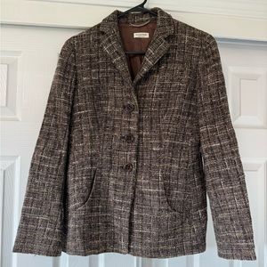 Agnona Italian Designer Tweed Virgin Wool Blend Blazer Coat